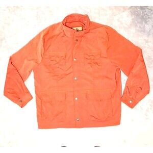 Tommy Bahama Jacket Full Zip Buttons 4 Pockets Nylon Polyester Orange Size Large